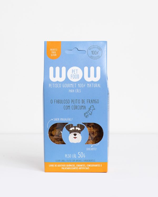 Petisco Natural para Cães sabor Peito de Frango com Cúrcuma - WOW Pet