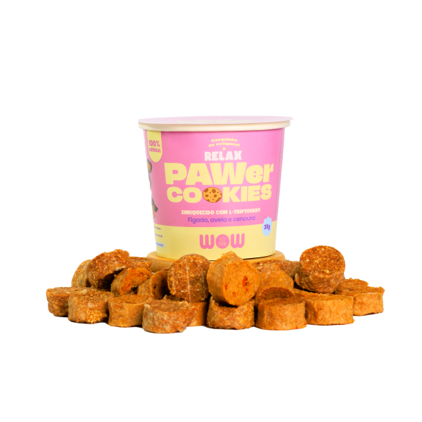 Petisco Natural Cookies RELAX de Fígado, Aveia e Cenoura - WOW Pet